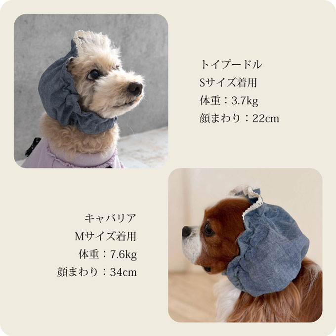 耳汚れ防止 ペットスヌード 食事スヌード レース かわいい
